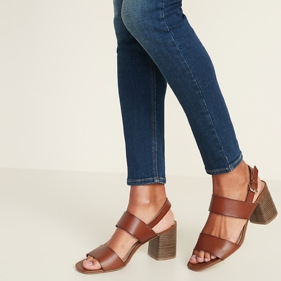 Old Navy Shoes - Old Navy Brown Stacked Heel Sandal, NWT